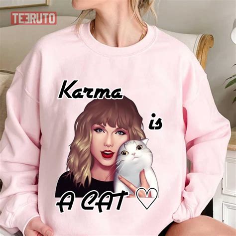 Inspired by the Taylor Swift song “Look What You Made Me Do” and by the possibility of a lost sixth album titled “Karma,” this t-shirt features the lyric “all I think about is karma.” It’s the perfect tee for rising up from the dead, swimming in a champagne sea, or driving away in a getaway car.